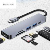 REOPYG ที่ชาร์จความเร็วสูงวิดีโอ Sd/tf HDMI รองรับ Dock PD Splitter เครื่องอ่านการ์ด Type C อะแดปเตอร์3.0ฮับ USB 6 In 1