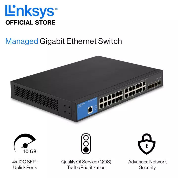 24-Port Managed Gigabit Ethernet Switch with 4 10G SFP+ Uplinks LGS328C