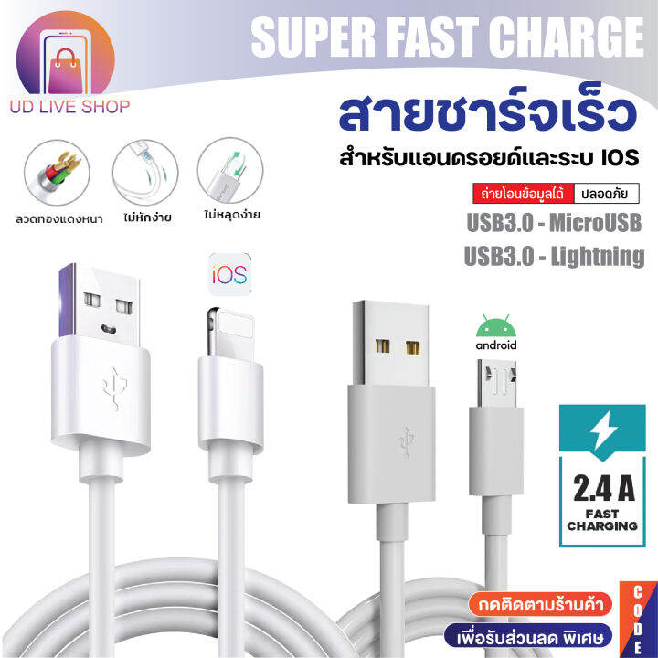 สายชาร์จสำหรับไอโฟน-สำหรับแอนดรอยด์-fastcharger-cable-รองรับทุกรุ่น-usb3-0-micro-usb-pd-ความยาว-1เมตร-3เมตร