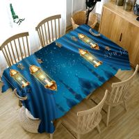 Ramadan Tablecloth Home Decor Rectangular Lantern Printed Tablecloth Eid Muslim Stain Resistant Accessories Festive Tablecloth