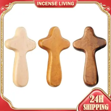 Small Hand Held Wooden Pocket Crosses Wood Clinging for Cross