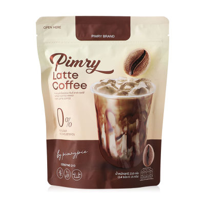 พิมรี่ คอฟฟี่ PIMRY Latte Coffee Instant Coffee Mixed  กาแฟปรุงสำเร็จชนิดผง  พิมรี่ ลาเต้ คอฟฟี่ น้ำหนัก 210 กรัม ( 15 กรัม X 14 ซอง)