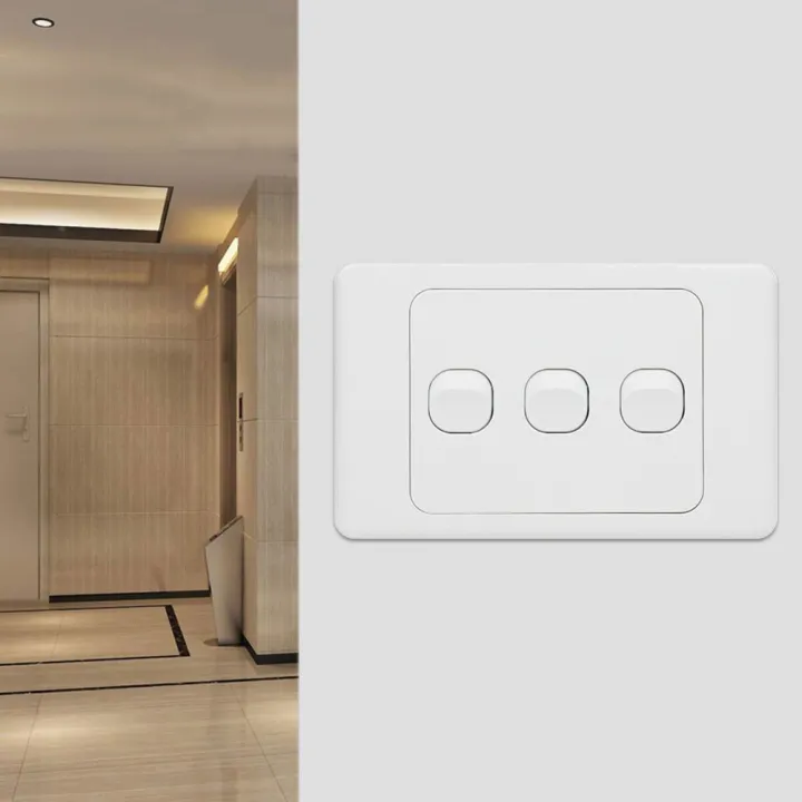 OKDEALS Durable 10A 250V White 3 Gang 2 Way Push Button Switch Rocker