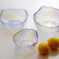 【The bowl of orange】ถ้วยแก้วเคลือบอิเล็กโทรเพลทน้ำแข็งสีสดใสรูปค้อนถ้วยแก้วชามของหวานชามสลัดน้ำแข็งขนาดใหญ่ผิดปกติ1ชิ้นของขวัญสุดฮอต