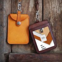 Japan and Korea Fashion ID Badge Holder with Cowhide Lanyard Student Bus Card office worker Permit