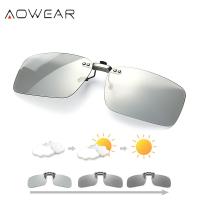 AOWEAR Polarized Clip Photochromic Sunglasses Men Chameleon Clip Glasses for Myopia Eyeglasses Day Night Driving Goggles Oculos