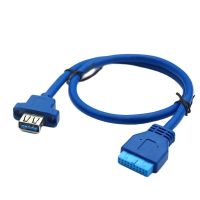 Single Port USB 3.0 Female Screw Mount Panel Type To Motherboard 20Pin Cable 0.5M 50cm 75cm