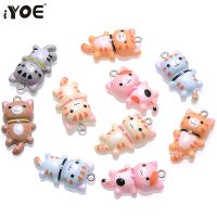 iYOE 10pcs 15X29mm Cute Cat Charms Mix Cartoon Animal Resin Charms For Making Kids Necklace Bracelet Keychain DIY Craft