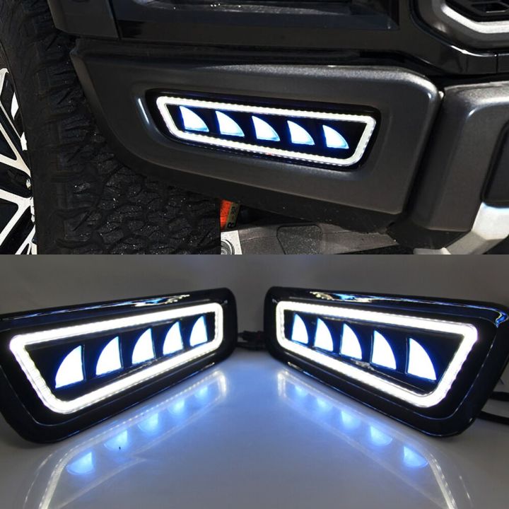 Car Flashing 1 Pair DRL LED Daytime Running Lights With Turn Signal Fog