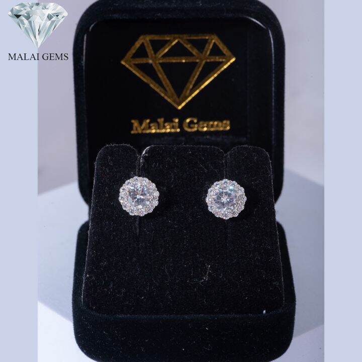 malai-gems-ต่างหูเพชร-เงินแท้-silver-925-เพชรสวิส-cz-เคลือบทองคำขาว-รุ่น-155-e016-2-แถมกล่อง-ต่างหูcz-ต่างหูเงินแท้