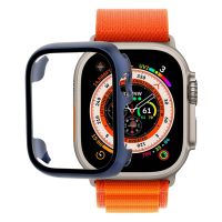 นาฬิกา PC ฟิล์มกระจกเทมเปอร์เคสสำหรับ Apple Watch อัลตร้า49มม. (สีน้ำเงินเที่ยงคืน) (Billistore)