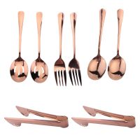 Stainless Steel Flatware Serving Utensils Large Serving Spoon Set of for Kitchen (8 Pieces)