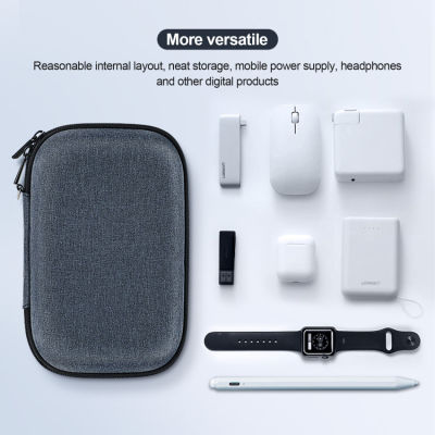 【คลังสินค้าพร้อม】 EVA Hard Shell กระเป๋าเก็บอุปกรณ์อิเล็กทรอนิกส์กันกระแทก Drop Travel Cable Storage Bag แบบพกพากันน้ำ Double Layer All-In-One Carrying Travel Gadgets Bag For Cables, SD Cards, Chargers, Power Banks,หูฟัง