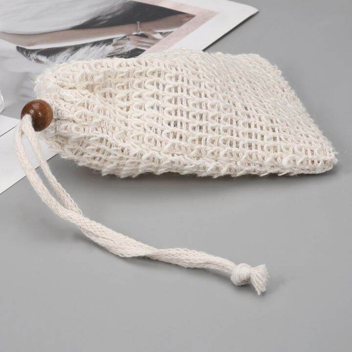 5-4-3pcs-sisal-hemp-soap-bag-blister-foam-maker-mesh-with-drawstring-soap-net-foaming-easy-bule-mesh-bag-bathroom-foam-maker