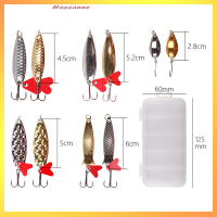 Hassanne 10pcs Fishing Metal Spoon Lure Kit ชุดทองเงินเหยื่อล่อล่อล่อเหยื่อ