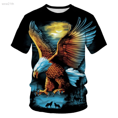 2023 Casual Short Sleeved T-shirt with Round Neck, 3d Organic Bird Print, Mens Fashion Unisex