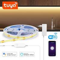 Tuya สมาร์ทไลฟ์แอป COB สว่างเป็นพิเศษแถบไฟ LED 320LEDs/M ริบบิ้นเทปยืดหยุ่น3000-6500K RA90ไฟ Led ใช้งานได้กับ Alexa Google