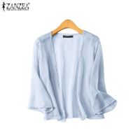 ♦ ZANZEA Women Summer Korean Hawaiian Kimono Coat Cover Up Front Open Cardigans