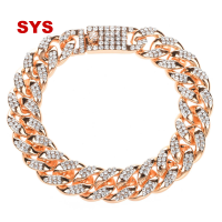 SYS 12มม.Zircon Curb ลิงก์คิวบาสร้อยข้อมือฮิปฮอปเครื่องประดับสร้อยข้อมือ