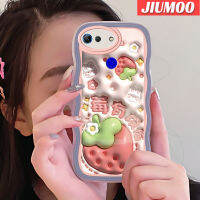 JIUMOO เคส V20เคสสำหรับ Honor โปร V30ลายการ์ตูน3D สตรอเบอร์รี่สีสันสดใสลายคลื่นขอบแบบนิ่มเคสโทรศัพท์แบบใสซิลิโคนที่สร้างสรรค์ผิวนอกเลนส์กล้องถ่ายรูปเคสโปร่งใสป้องกันการกระแทก