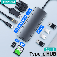 Joyroom HUB USB Loại C 10 Trong 1 Docking Station, Bộ Chuyển Đổi USB3.0 HDMI PD RJ45 Thẻ SD TF VGA Bộ Chuyển Đổi Máy Tính Cho Macbook Matebook Bộ Chia Giao Diện Usb3.0 Cho Máy Tính Điện Thoại Huawei Mở Rộng Mac thumbnail