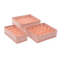 3-Pieces Clothes Drawer Organisers Divider - Foldable Wardrobe Organiser - Underwear Storage Boxes for Bras, Clothes