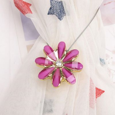 【LZ】 Curtain Buckle Flower Shape Metal Curtain Tieback Decorative Magnet Adsorption Curtain Clip Reusable Portable Curtain Holder