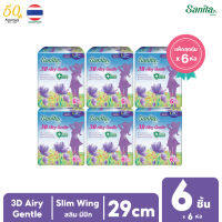 [แพ็คสุดคุ้ม X 6ห่อ] Sanita 3D Airy Gentle Slim Wing 29cm 6s/ แซนนิต้า 3D แอรี่ เจนเทิล แอนตี้แบคทีเรีย สลิม มีปีก 29ซม. 6ชิ้น