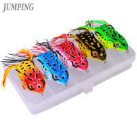 5pcs 3d Eyes Frog Fishing Bait Set With Storage Box 5g 9g 13g 17.5g Floating Double Hook Fake Soft Fishing Lure