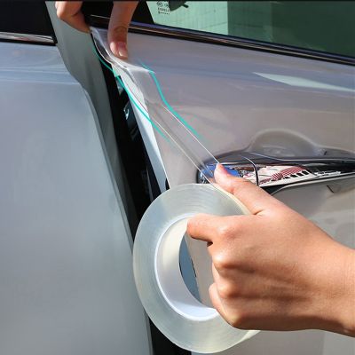 【CW】 Door Rim Car Stickers Anti collision Strip Tape Scratchproof Threshold Transparent Film