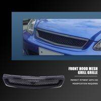 EK T-R Style Front Bumper Hood Mesh Grill Racing Grille for Honda Civic EK CX DX EX HX LX Type R 1999-2000 Glossy Black