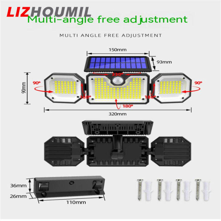 lizhoumil-ไฟสนามโคมไฟติดผนังพลังงานแสงอาทิตย์3โหมด-กลางแจ้งกันน้ำเหนี่ยวนำร่างกายมนุษย์พร้อมแผงโซล่า