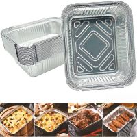 25pcs 600ml Aluminum Foil Tray with Lids Disposable Takeaway Food Container Aluminum Foil Lunch Box Kitchen Cooking Supplies Baking Trays  Pans