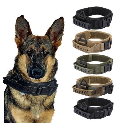 Double Buckle Tactical Dog Collar Military Training Heavy Big Dog Collar Nylon for German Shepherd Large Dog Outdoor Accessories