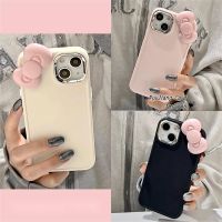 เคส RouJiang สำหรับ iPhone 14 13 12 11 Pro Max 12 X XR Xs Max 8 7 6S Plus SE 2020 Ins เครื่องประดับแฟชั่นทำมือโบว์ผูกสีทึบสวยงามเรียบง่ายฝาครอบป้องกัน TPU พร้อมส่ง