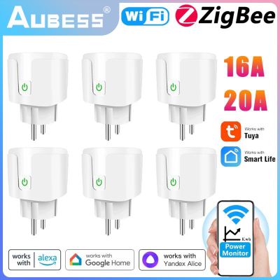Aubess WiFi/ZigBee Smart Plug Socket EU 16A/20A With Power Monitor For Tuya Smart Life Yandex Alice Alexa Google Home Assistant