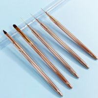 3D Acrylic Nail Art Brush Luxury Full Rose Gold Metal Handle Striping Detailer Pen UV Gel Nail Brushes Tool Artist Brushes Tools