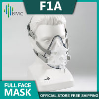 BMC F1A Full Face Mask With Headgear Clips For CPAP Auto CPAP BiPAP Machine Anti Snoring Sleep Aiding Therapy