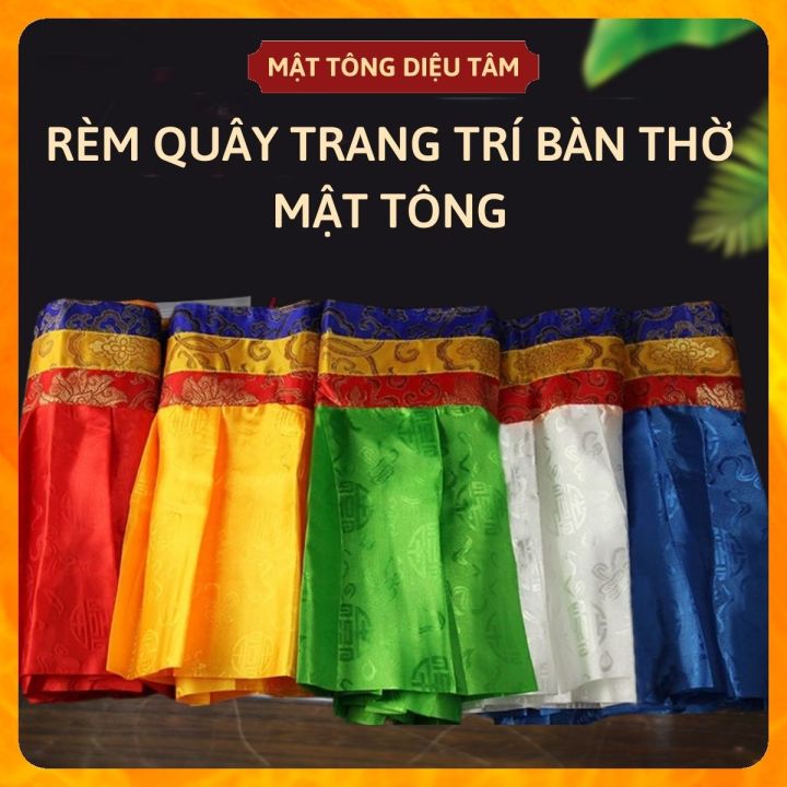 Rèm quây bàn thờ, chân tường phòng thờ trang trí màu sắc mật tông ...