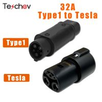 Teschev 32A เทสลารุ่น3 X Y S EV อะแดปเตอร์รถยนต์ไฟฟ้าชาร์จ SAE J1772ประเภท1เพื่อเทสลาแปลง EVSE ชาร์จแปลง