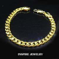 Inspire Jewelry สร้อยข้อมือลายเลตเล็กหน้า 6min ยาว 8นิ้ว gold plated ตามภาพ งานยิงเลเซอร์เข้าตัวเรือน  ตะขอสปิง งานแบบร้านทองร้านเพชร งานดี ปราณีต พร้อมถุงกำมะหยี่