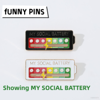 Slidable Social Battery Enamel Brooch MY SOCIAL BATTERY Mood Conversion Pin Clothing Jewelry Personalized Gift