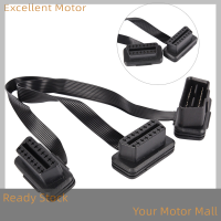 Excellent FLAT 16Pin ELM327 OBD2ชายถึง DUAL FEMALE Y Splitter Elbow EXTENSION CABLE LEAD