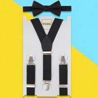 High Quality Baby Boys Girls Suspenders Bowtie Sets Y Tpye Solid Color Kids Elastic Suspender Braces Children Bowknot Gift Box Boys Clothing