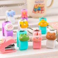 Cartoon Animal Mini Stapler Cute Portable Stapler Keychain Binding Tool File Organizer Office Stationery School Student Supplies Staplers Punches