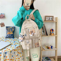 กระเป๋าเป้สะพายหลัง กระเป๋าเป้ Pastel Backpack ช่องใส่ของแบบจุใจ พร้อมของแถม เข็มกลัด และพวงกุญแจน้องวัว มี 4 สีนะคะ ดำ ม่วง ขาว ชมพู