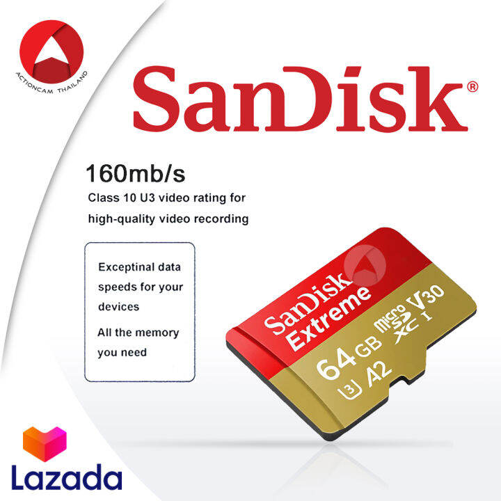 sandisk-extreme-microsdxc-card-v30-u3-a2-64gb-170mb-s-r-80mb-s-w-sdsqxah-064g-gn6gn-1-mobile-gaming-lifetime-limitedแท็บเล็ต-โทรศัพท์-มือถือ-สมาร์ทโ