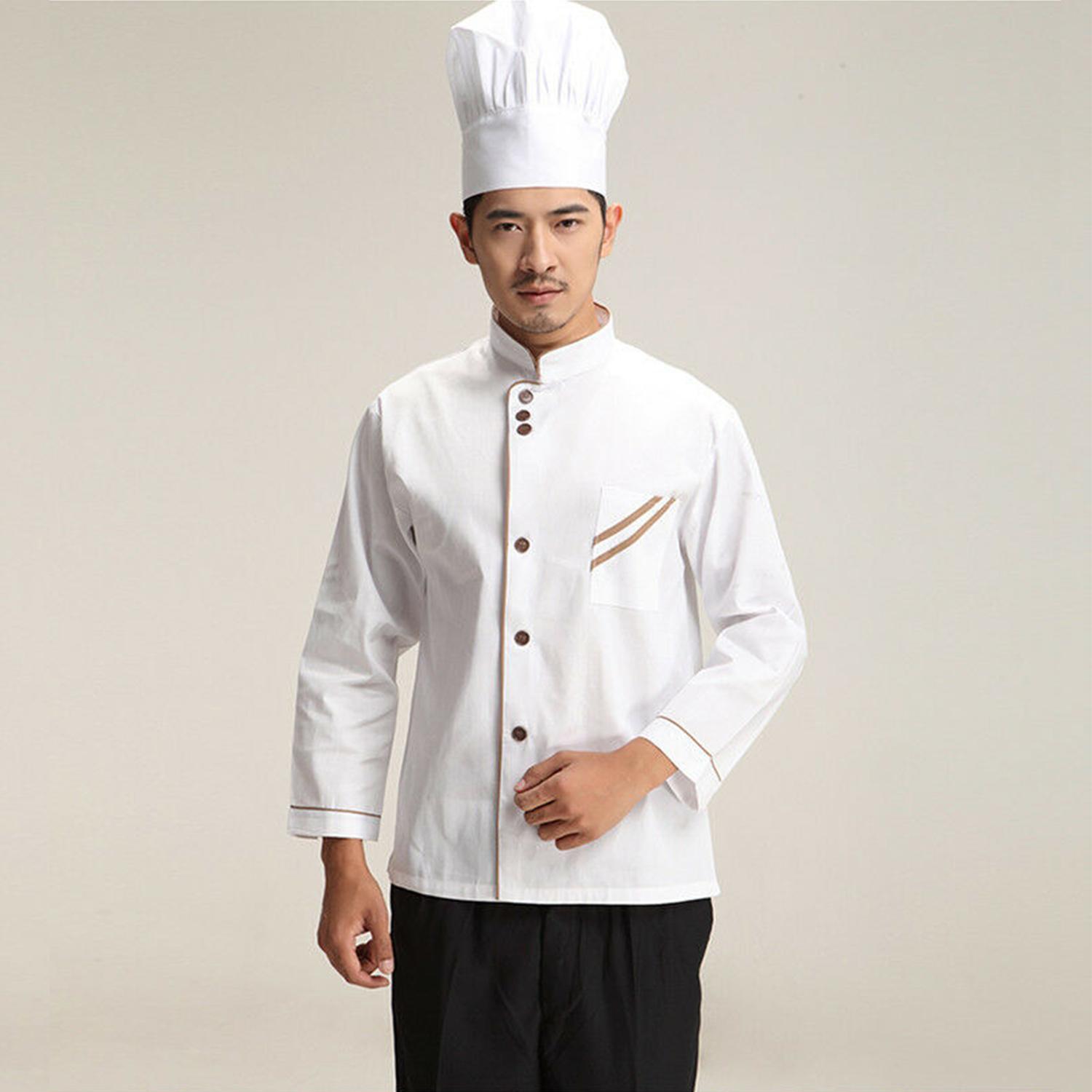 Men's Tops Coat Kitchen Long Sleeve Casual Tops Chef Jacket Coat Uniform 