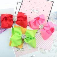 ❅✎✺ 1 PC Girls Hair Bow Rhinestone Glitter Hairbow 4.5 Inch Hairbows Shinning Spring Color Design Children Hair Accessories Headwear