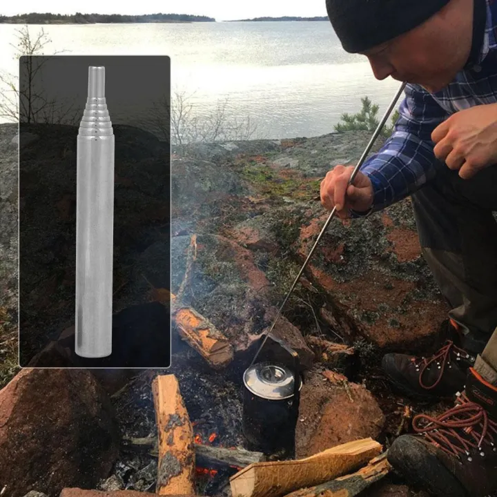 [Bigsale][ราคาถูก]สแตนเลสยืดหยุ่นเครื่องสูบลมไฟคู่มือหลอดเป่ากลางแจ้ง